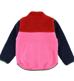 Fleece|Danefæ Fleecejakke - Danebaever - Red/Navy/Spicy Pink