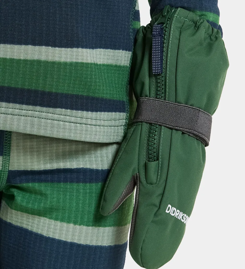 Handsker Og Luffer|Didriksons Luffer m. Fleece - Biggles Zip - Pine Green m. Lynlås