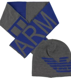 Tørklæder|Emporio Armani Gaveæske - Hue/Tørklæde - Bomuld/Uld - Grå/Blå