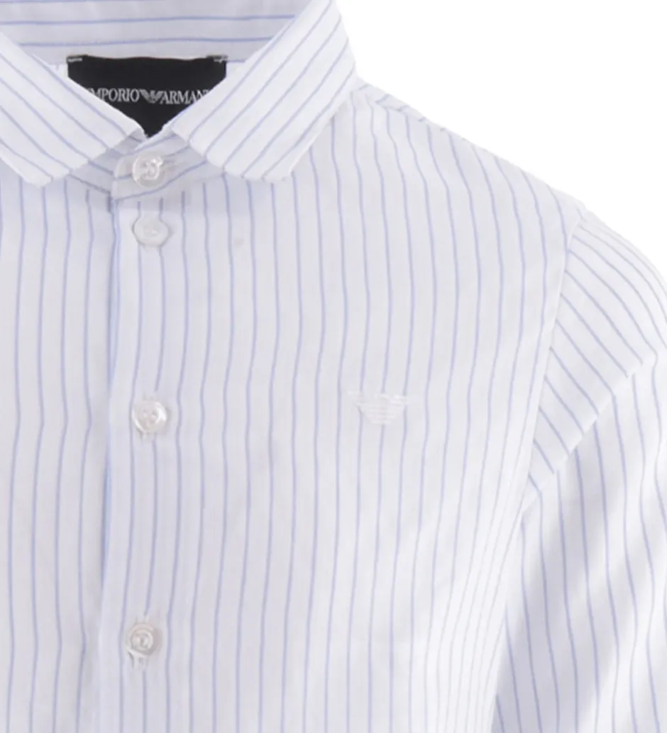 Konfirmationstøj|Emporio Armani Skjorte - Hvid/Blåstribet