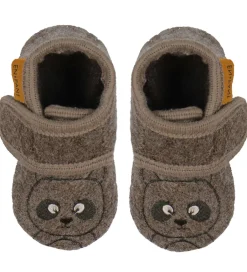 Uld|En Fant Hjemmesko - Uld - Chocolate Brown m. Bjørn