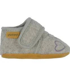 Uld|En Fant Hjemmesko - Uld - Grape Shake m. Hjerter