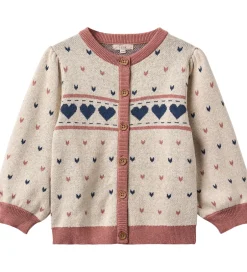 Cardigans|Fliink Cardigan - Bomuld/Uld - Nova - Multi Heart - Sandshell