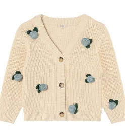 Cardigans|Striktrøjer|Fliink Cardigan - Strik - Cool Flower - Sandshell