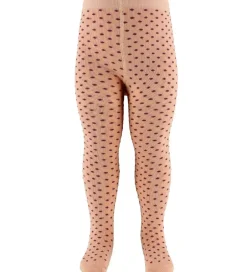 Strømpebukser|Fuzzies Strømpebukser - Lys Fersken m. Bordeaux Prikker