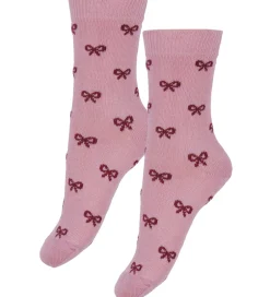 Strømper|Fuzzies Strømper - 2-pak - Rosa/Bordeaux m. Sløjfer