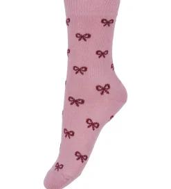 Strømper|Fuzzies Strømper - 2-pak - Rosa/Bordeaux m. Sløjfer