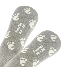 Strømper|Fuzzies Strømper m. Antiskrid - Gråmeleret