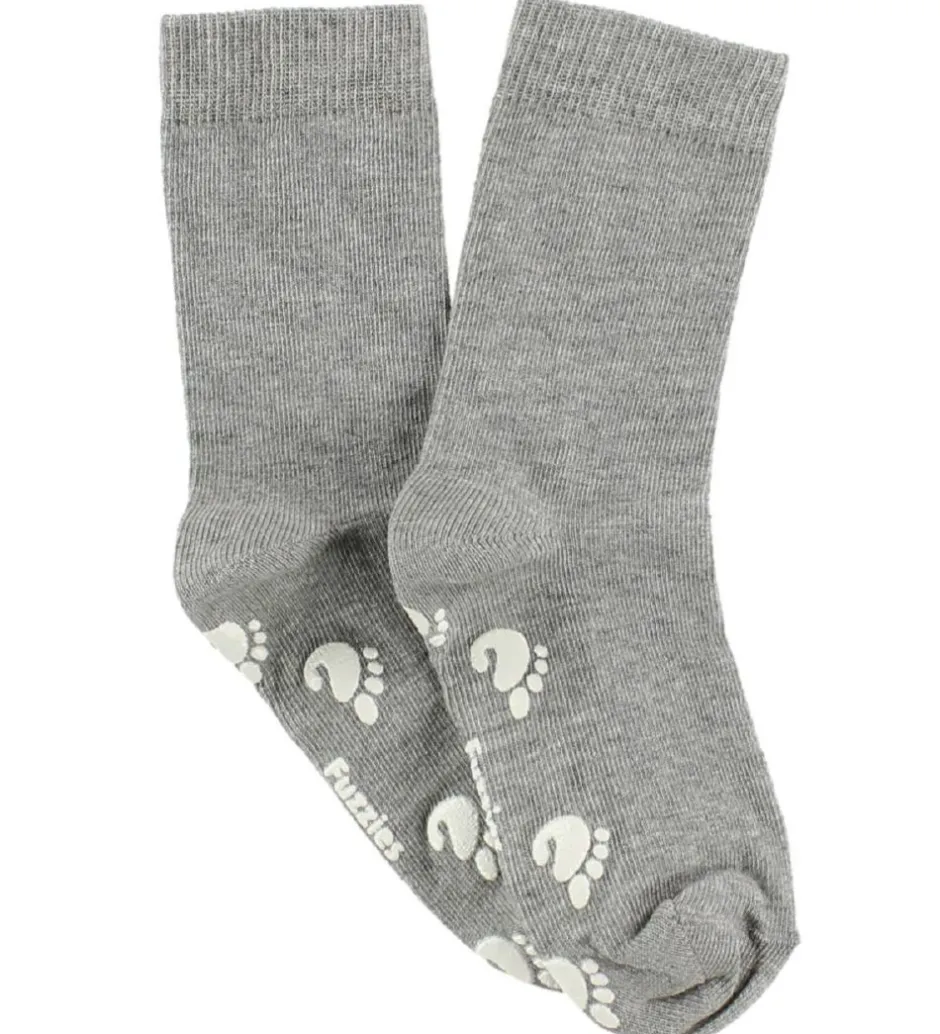 Strømper|Fuzzies Strømper m. Antiskrid - Gråmeleret