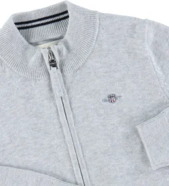 Striktrøjer|GANT Cardigan - Shield Cotton Zip - Strik - Light Grey Melange