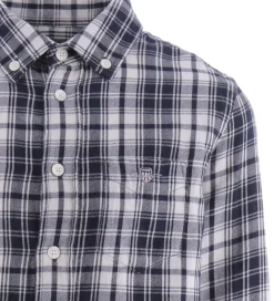 Konfirmationstøj|GANT Skjorte - Flonel - Evening Blue m. Tern