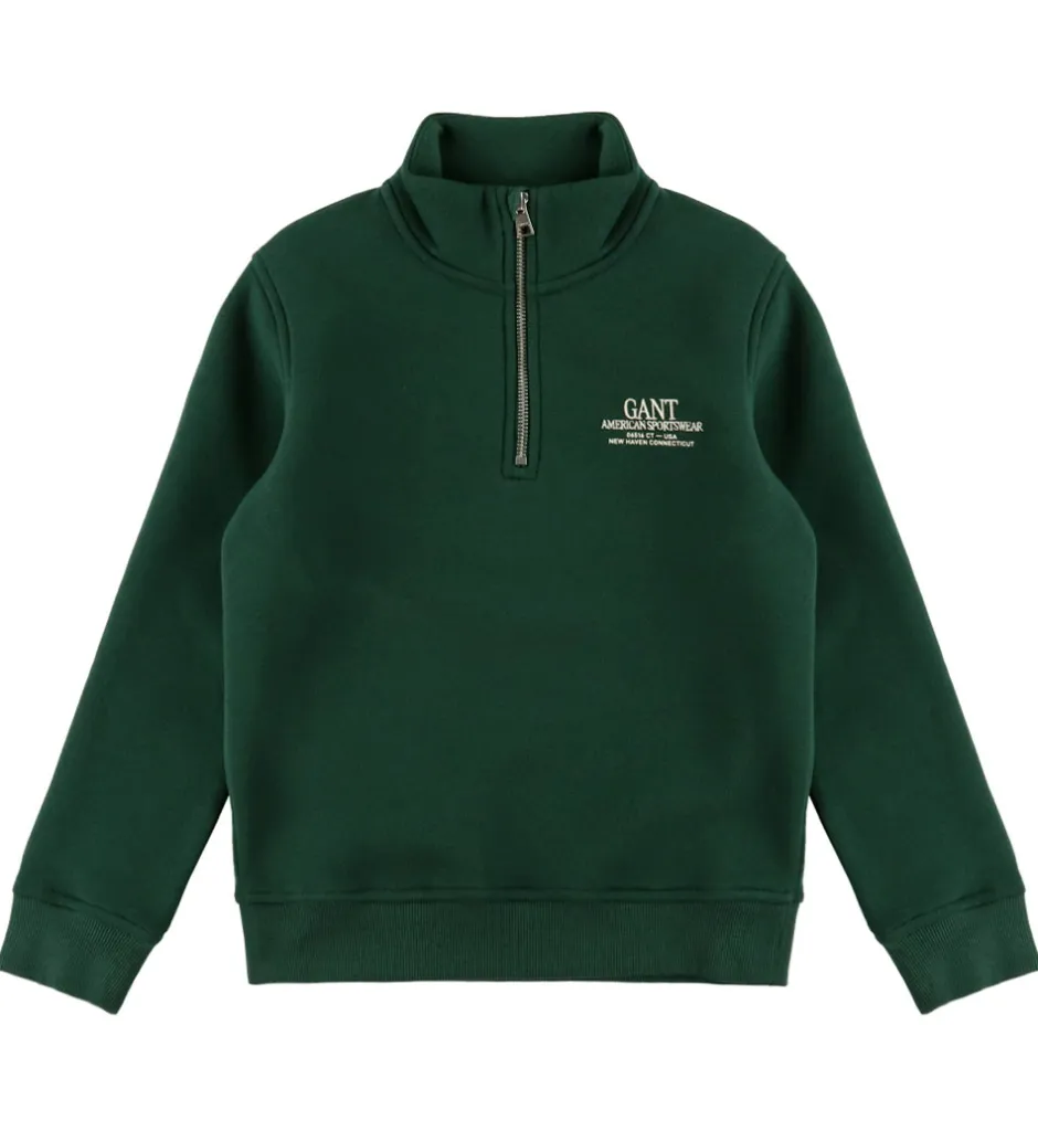 Sweatshirts|GANT Sweatshirt - Graphic - Half Zip - Tartan Green