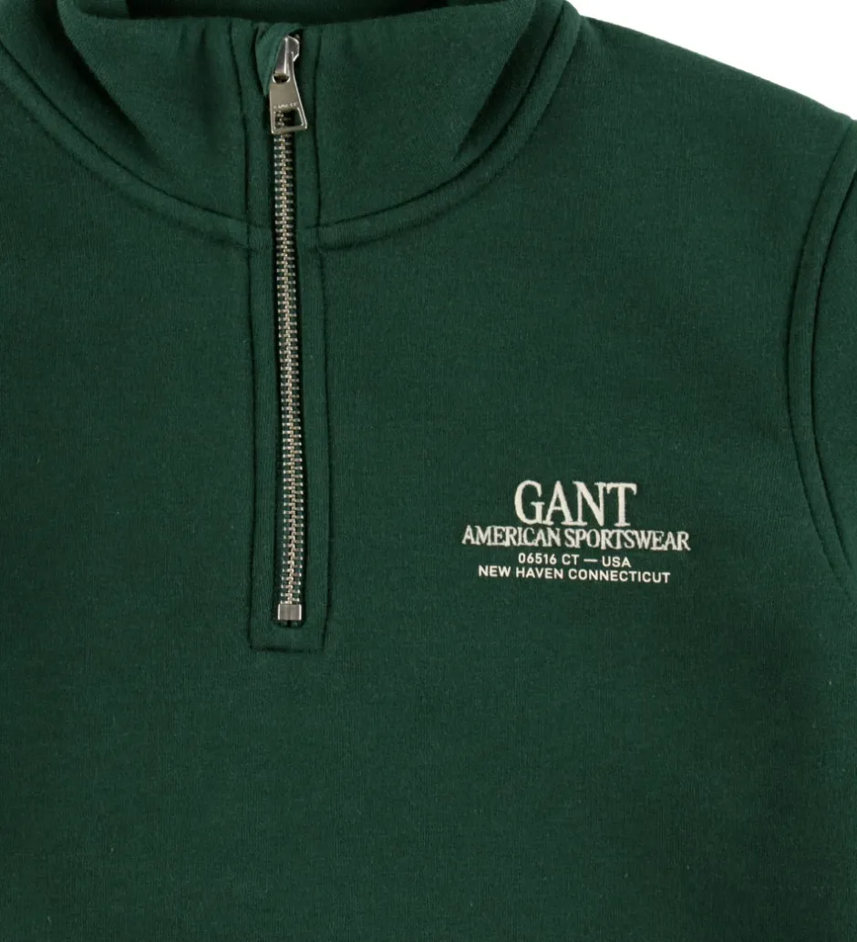 Sweatshirts|GANT Sweatshirt - Graphic - Half Zip - Tartan Green
