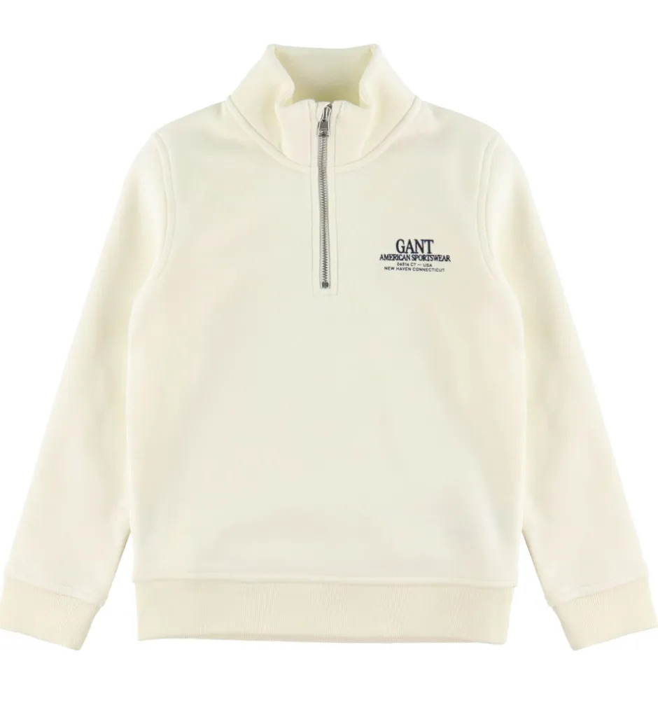 Sweatshirts|GANT Sweatshirt - Graphic - Half Zip - Cream