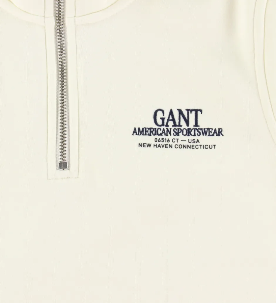 Sweatshirts|GANT Sweatshirt - Graphic - Half Zip - Cream