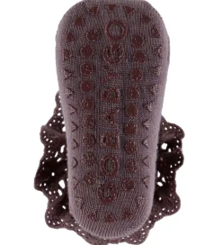 Strømper|Uld|GoBabyGo Skridsikre Strømper - Uld - Dark Purple Dove m. Blonde