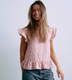 Toppe|Grunt Top - GrArte - Rosa/Hvidternet