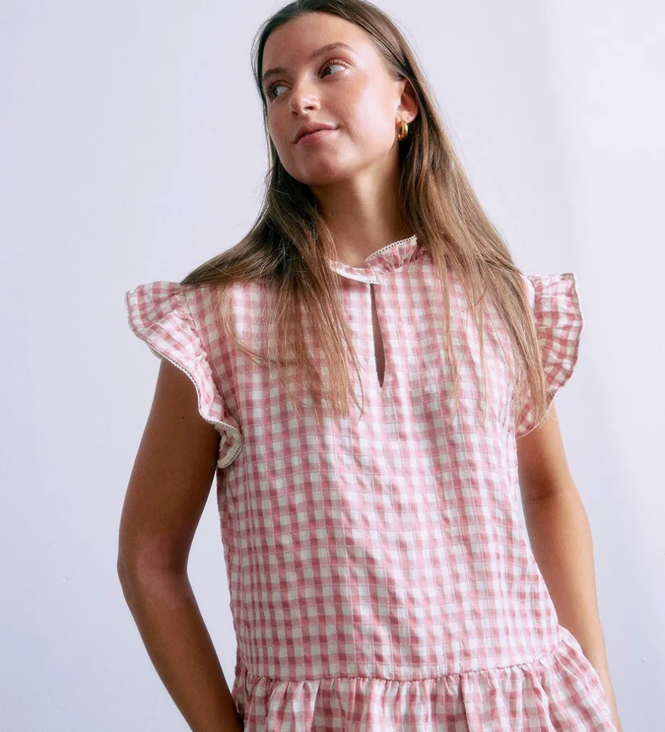 Toppe|Grunt Top - GrArte - Rosa/Hvidternet