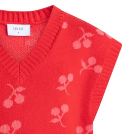 Veste|Grunt Vest - Strik - Aviana - Rød m. Kirsebær