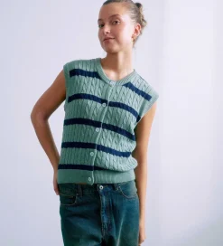 Veste|Konfirmationstøj|Grunt Vest - Strik - GrLine - Dust Green/Navy