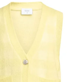Veste|Grunt Vest - Strik - Mia - Gul m. Tern
