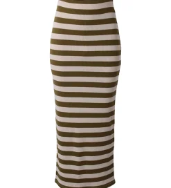 Nederdele|Hound Nederdel - Rib - Armygrøn/Beigestribet