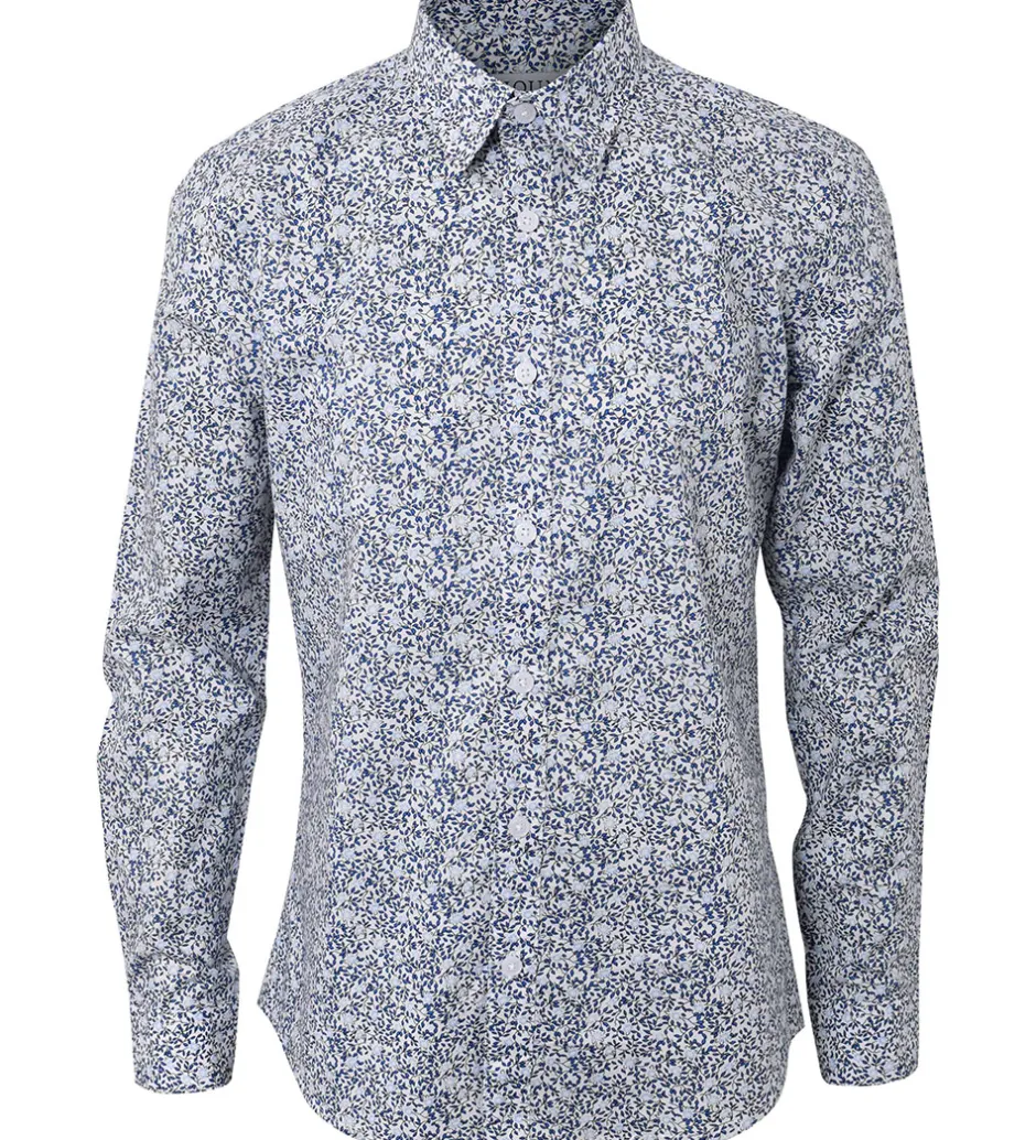 Konfirmationstøj|Hound Skjorte - Hvid/Blå m. Blomster