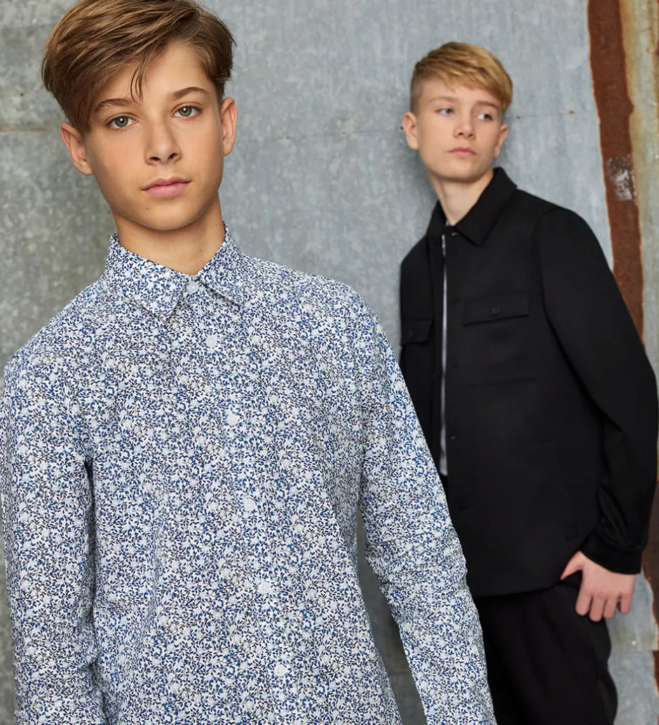 Konfirmationstøj|Hound Skjorte - Hvid/Blå m. Blomster
