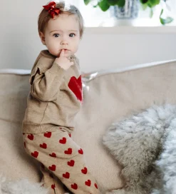 Bukser Og Jeans|Juletøj|Hust and Claire Bukser - Strik - HCLisa - Biscuit m. Hjerter