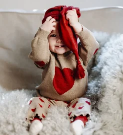 Bukser Og Jeans|Juletøj|Hust and Claire Bukser - Strik - HCLisa - Biscuit m. Hjerter