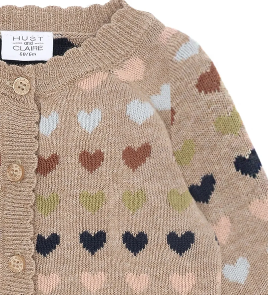 Cardigans|Hust and Claire Cardigan - Strik - HCCamilla - Biscuit m. Hjerte