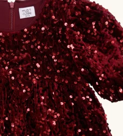 Kjoler|Juletøj|Hust and Claire Kjole - HCKaroline - New Maroon m. Pailletter
