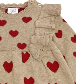 Kjoler|Juletøj|Hust and Claire Kjole - Strik - HCKristel - Biscuit m. Hjerter