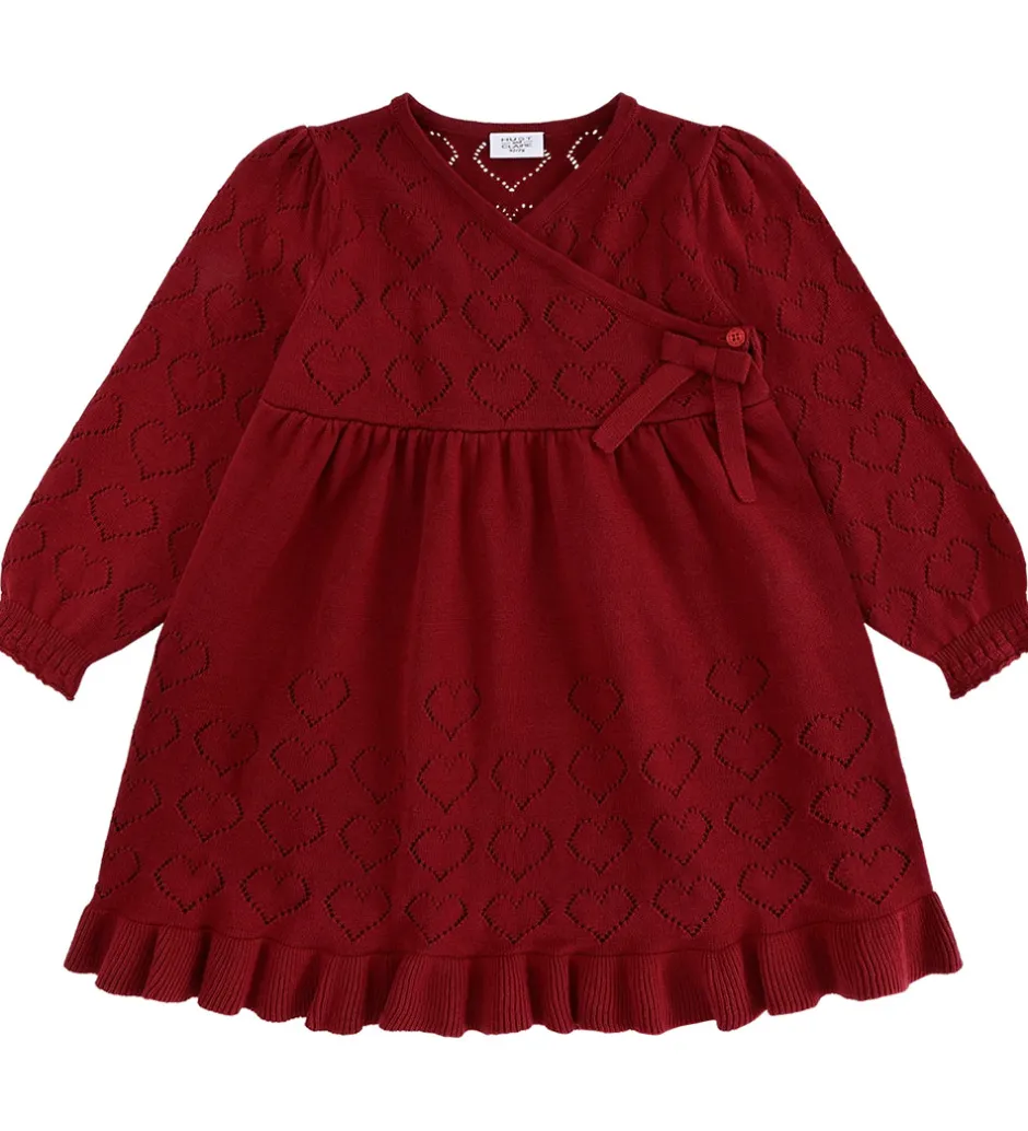 Kjoler|Juletøj|Hust and Claire Kjole - Strik - HCKarina - Teaberry m. Hulmønste