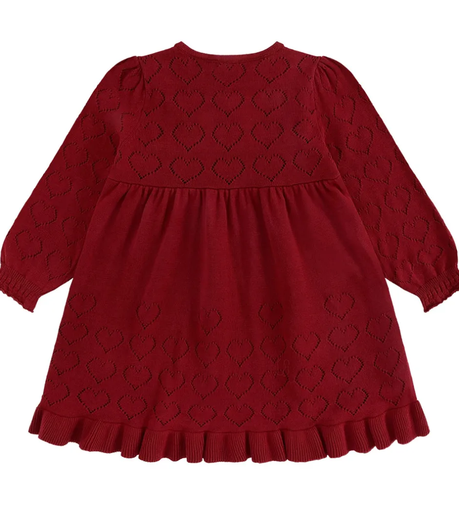 Kjoler|Juletøj|Hust and Claire Kjole - Strik - HCKarina - Teaberry m. Hulmønste