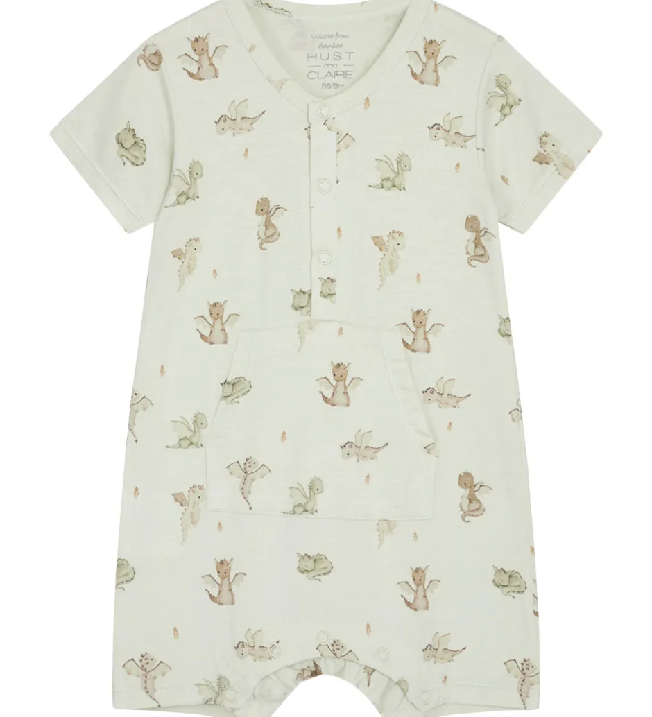 Nattøj|Hust and Claire Natdragt - Bambus - Milu - Green Hint m. Print