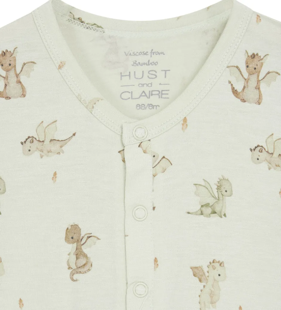 Nattøj|Hust and Claire Natdragt - Bambus - Milu - Green Hint m. Print