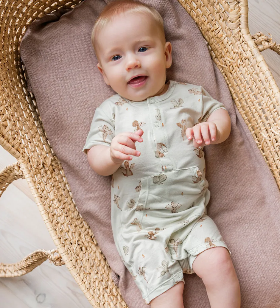 Nattøj|Hust and Claire Natdragt - Bambus - Milu - Green Hint m. Print