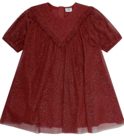 Kjoler|Juletøj|Hust and Claire Tylkjole - HCKaroline - Teaberry m. Guldglimmer