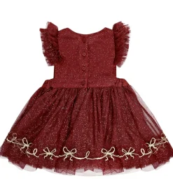 Kjoler|Juletøj|Hust and Claire Tylkjole - HCKatinka - Teaberry m. Guldglimmer