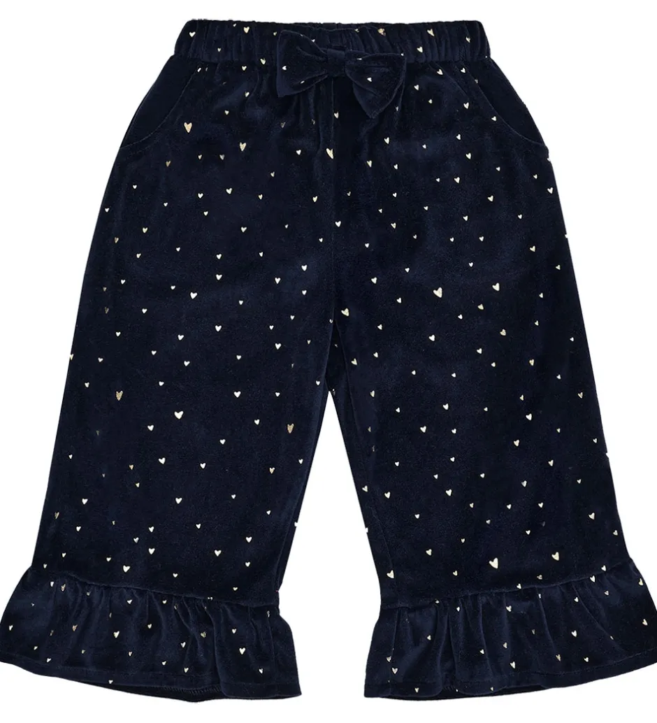 Bukser Og Jeans|Juletøj|Hust and Claire Velourbukser - HCTeresa - More Navy m. Guld