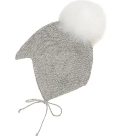 Babyhjelme|Huttelihut Babyhjelm m. Kvast - Alpakauld - Strik - Gråmeleret