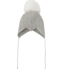 Babyhjelme|Huttelihut Babyhjelm m. Kvast - Alpakauld - Strik - Gråmeleret