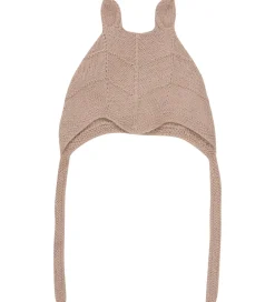 Babyhjelme|Huttelihut Babyhjelm m. Ører - Alpakauld - Strik - Mahogany Rose
