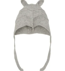 Babyhjelme|Huttelihut Babyhjelm m. Ører - Alpakauld - Strik - Gråmeleret