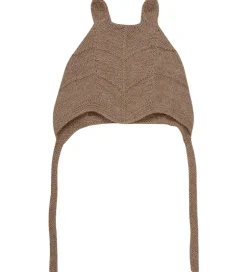 Babyhjelme|Huttelihut Babyhjelm m. Ører - Alpakauld - Strik - Camel Melange
