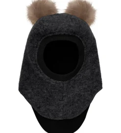 Uld|Elefanthuer|Huttelihut Elefanthue - Uld/Bomuld - 2-lags - Mørkegråmeleret