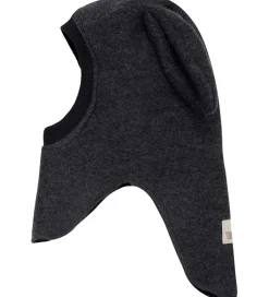 Uld|Elefanthuer|Huttelihut Elefanthue - Uld - 2-lags - Mørkegråmeleret m. Ører