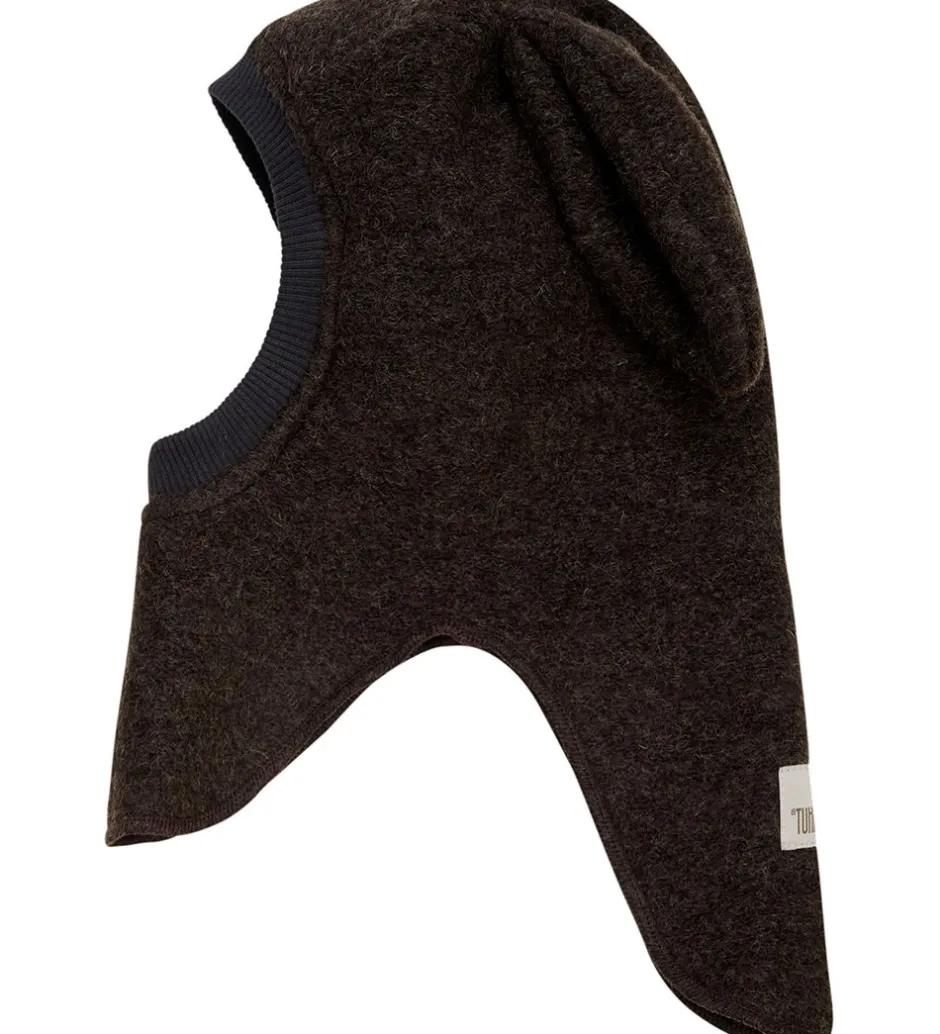 Elefanthuer|Huttelihut Elefanthue - Uld - 2-lags - Mørkebrunmeleret m. Ører