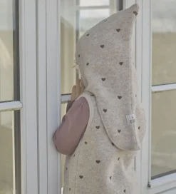 Elefanthuer|Huttelihut Elefanthue - Uld - 2-lags - Sand Melange m. Hjerter